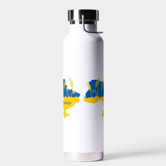 Oekraïense typografie en tarweoor onder Oekraïense Waterfles (Links)