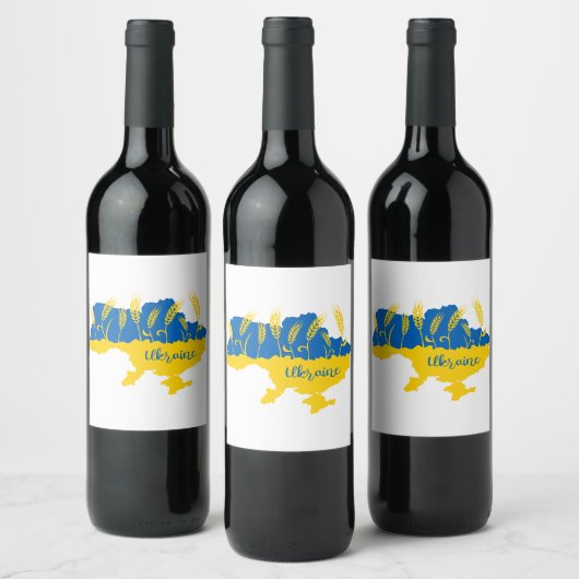 Oekraïense typografie en tarweoor onder Oekraïense Wijn Etiket (Flessen)