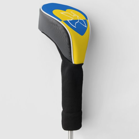 Oekraïense vlag, blauw en geel hart vredesduif golfheadcover (Schuin)