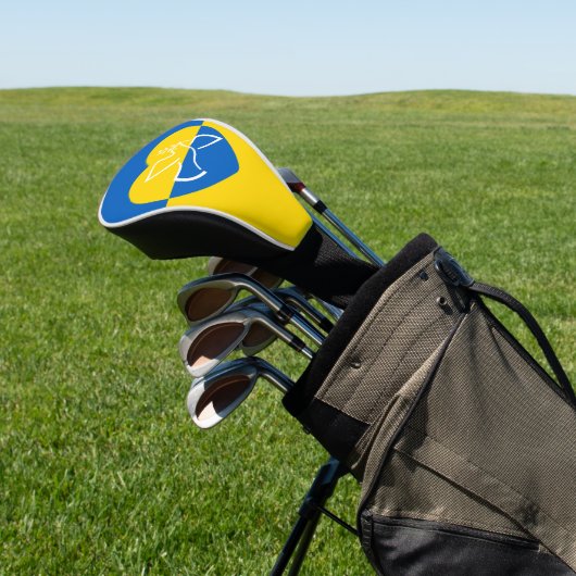 Oekraïense vlag, blauw en geel hart vredesduif golfheadcover (Insitu)