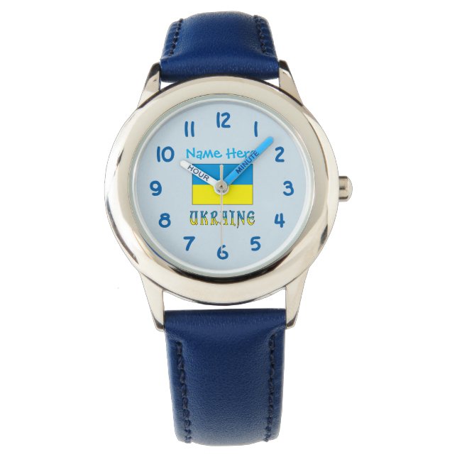 Oekraïense vlag Blauw Personalisatie Kinder Horloge (Voorkant)