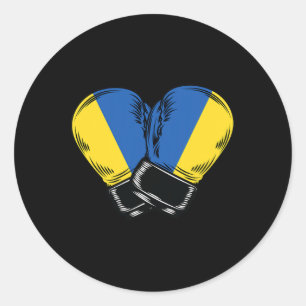 Oekraïense Vlag Boksen Bokser Oekraïense Vlag Ronde Sticker