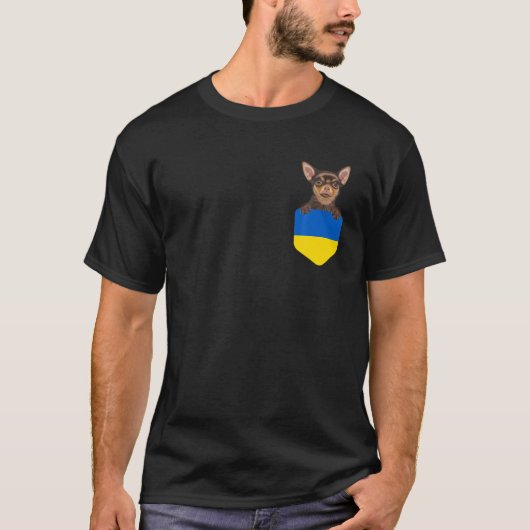oekraïense vlag bruin chhuahua dog in zakje t-shirt (Voorkant)