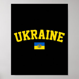 Oekraïense Vlag Drie-tand Symbool Oekraïense Patri Poster