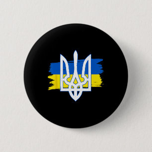 Oekraïense Vlag Driehoek - Oekraïense Tryzub Patri Ronde Button 5,7 Cm