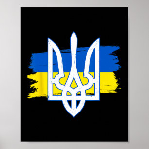 Oekraïense Vlag Drietand - Oekraïense Tryzub Patri Poster