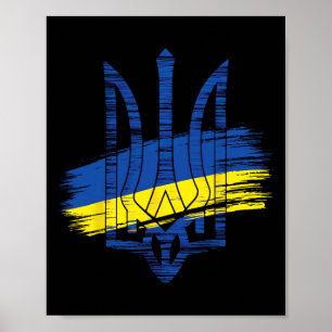 Oekraïense Vlag Drietand Patriottisch Oekraïens Er Poster