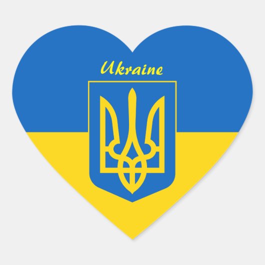 Oekraiense vlag, Embleem & Oekraïense feestdag / s Hart Sticker (Voorkant)