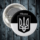 Oekraïense vlag, Emblem & Oekraïne - zwart/wit Ronde Button 3,2 Cm