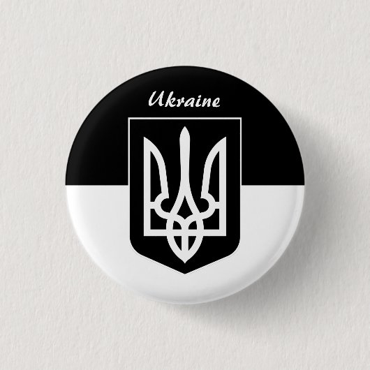 Oekraïense vlag, Emblem & Oekraïne - zwart/wit Ronde Button 3,2 Cm (Voorkant)
