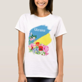 Oekraïense vlag en bloemen t-shirt