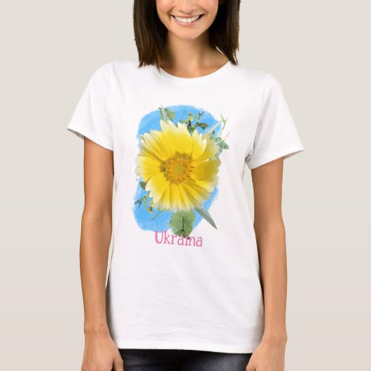 Oekraïense vlag en bloemen t-shirt (Voorkant)