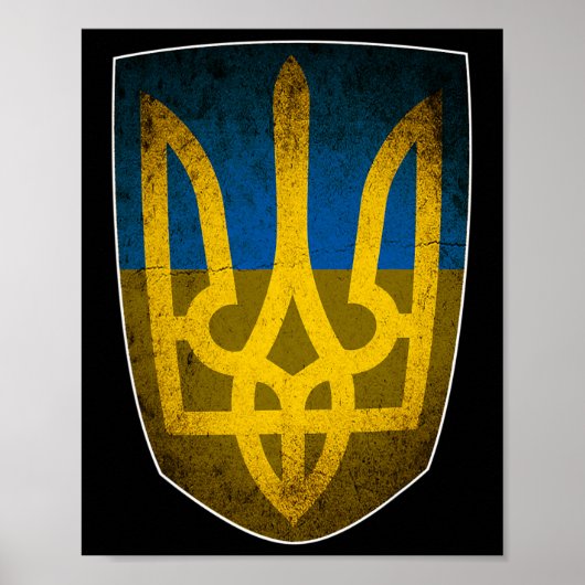 Oekraïense vlag en drietand Oekraïens Poster (Voorkant)