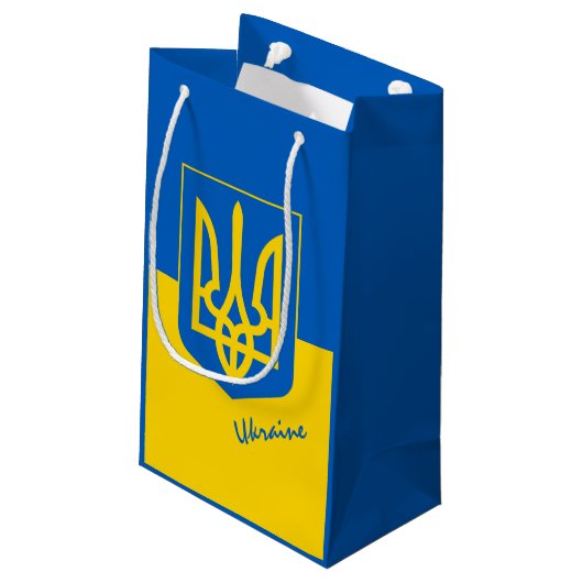 Oekraïense vlag en Oekraïense verjaardag/sport Klein Cadeauzakje (Achterkant Gekanteld)