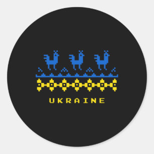 Oekraïense vlag en traditioneel Oekraïens volksmot Ronde Sticker