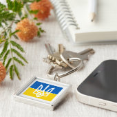 Oekraïense vlag en wapen. Oekraïne Sleutelhanger (Zijkant)