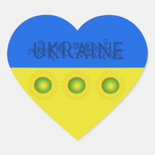 Oekraïense vlag en zonnebloemen hart sticker (Voorkant)