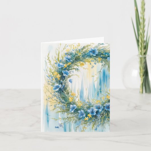 Oekraïense vlag geïnspireerd Blauwe en Gele krans Kaart (Voorkant)