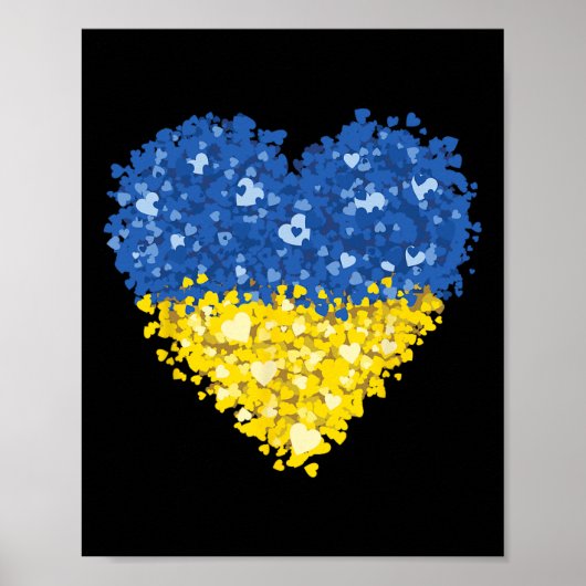 Oekraïense Vlag Hart Abstract Mannen Vrouwen Kinde Poster (Voorkant)