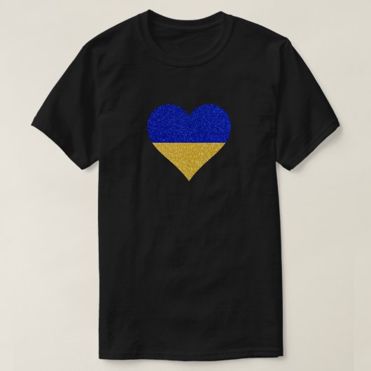 Oekraïense Vlag Hart Glitter T-Shirt (Design voorkant)