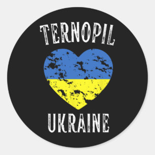 Oekraïense Vlag Hart Ternopil Stad Ronde Sticker