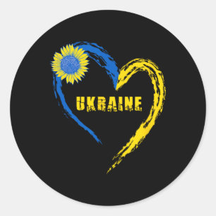 Oekraïense Vlag Hart Vintage Oekraïense Liefhebber Ronde Sticker