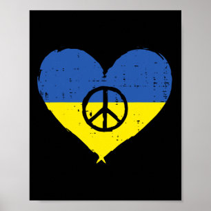 Oekraïense Vlag Hart Vredesteken Retro Oekraïense Poster