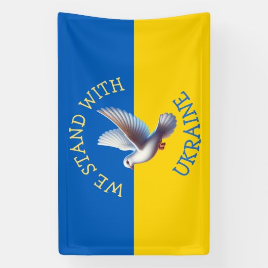 Oekraïense vlag | Ik sta achter Oekraïne Spandoek (Verticaal)