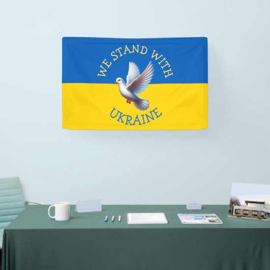 Oekraïense vlag | Ik sta achter Oekraïne Spandoek (Beurs)