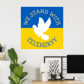 Oekraïense vlag | Ik sta achter Zelensky Poster (Thuiskantoor)