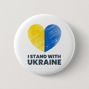 Oekraïense Vlag - Ik sta met Oekraïne Vlag 1 Ronde Button 5,7 Cm