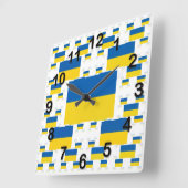 Oekraïense vlag in meerdere kleurrijke lagen 2 vierkante klok (Hoek)
