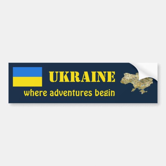 Oekraïense vlag + kaartBumpersticker Bumpersticker (Voorkant)