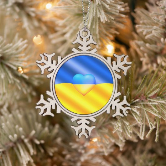 Oekraïense vlag kerstversiering vredesvrijheid tin sneeuwvlok ornament (Boom)