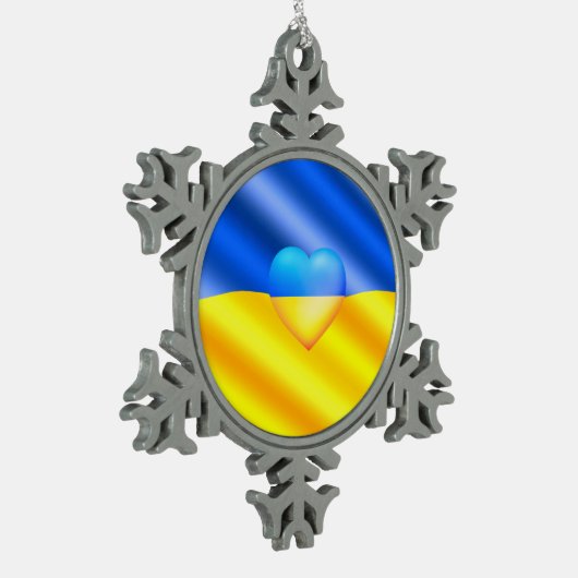 Oekraïense vlag kerstversiering vredesvrijheid tin sneeuwvlok ornament (Links)
