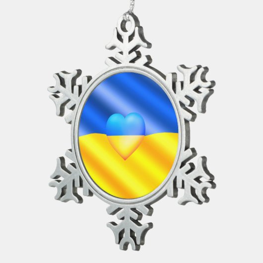Oekraïense vlag kerstversiering vredesvrijheid tin sneeuwvlok ornament (Rechts)