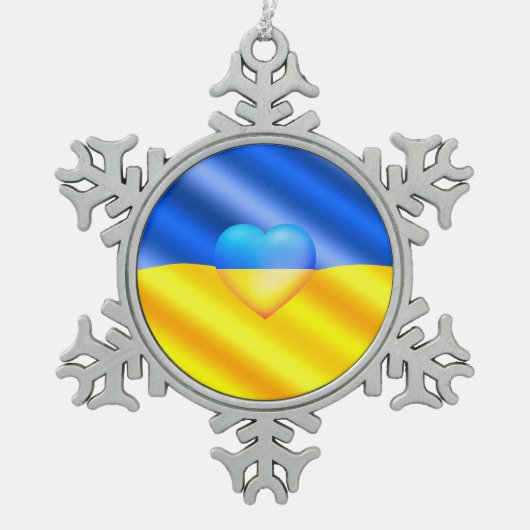 Oekraïense vlag kerstversiering vredesvrijheid tin sneeuwvlok ornament (Voorkant)