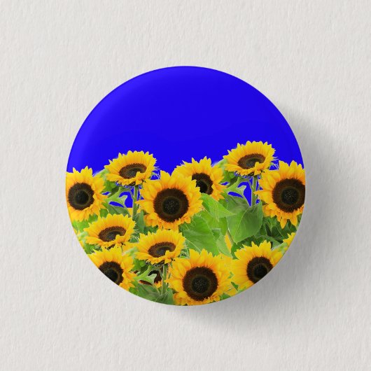 Oekraïense vlag kleuren Zonnebloemen Button Onders (Voorkant)