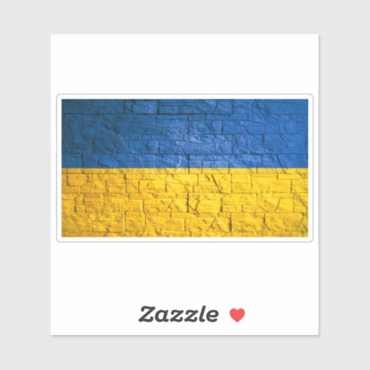 Oekraïense vlag met bakstenen muur textuur sticker (Vel)