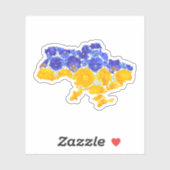 Oekraïense vlag met bloementextuur sticker (Vel)