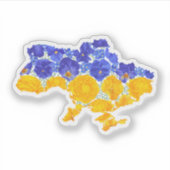 Oekraïense vlag met bloementextuur sticker (Voorkant)