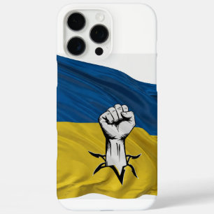 Oekraïense vlag met een opgeheven vuist als kracht iPhone 16 pro max hoesje