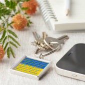 Oekraïense vlag met steden geschreven in Cyrillisc Sleutelhanger (Zijkant)