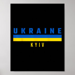 Oekraïense vlag met tekst Oekraine- Kiev in hoofdl Poster