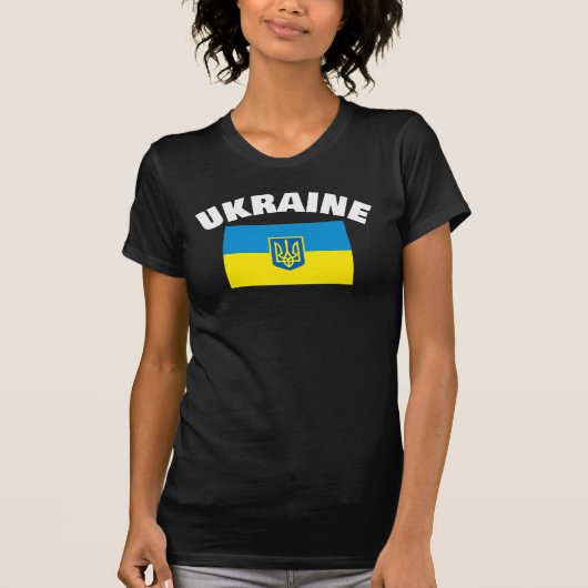 Oekraïense vlag met Tryzub-schild T-shirt (Voorkant)