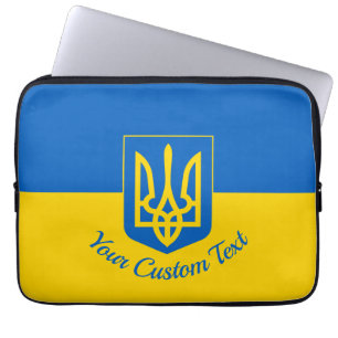 Oekraïense vlag met wapen en aangepaste tekst laptop sleeve