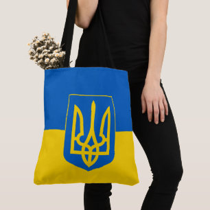 Oekraïense vlag met wapen tote bag