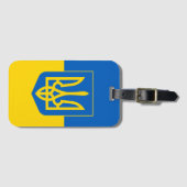 Oekraïense vlag met wapenschild bagagelabel (Voorkant (horizontaal))