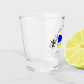 Oekraïense vlag met wapenschild en leeuwen shot glas (Links)