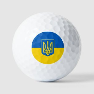 Oekraïense vlag met wapenschild golfballen
